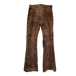 Sueded leather flared pant